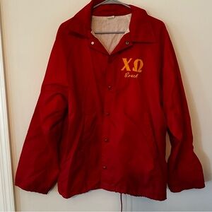 Vintage 80s chi omega embroidered windbreaker jacket (binBBB)